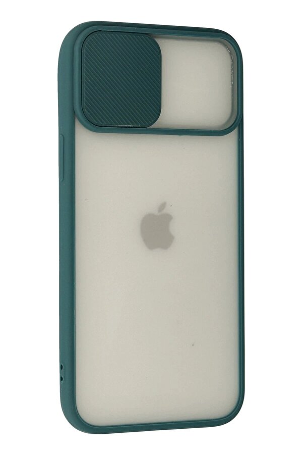 İphone 12 Pro Max Kılıf Palm Buzlu Kamera Sürgülü Si̇li̇kon - Yeşi̇l - Dropx6505-1570