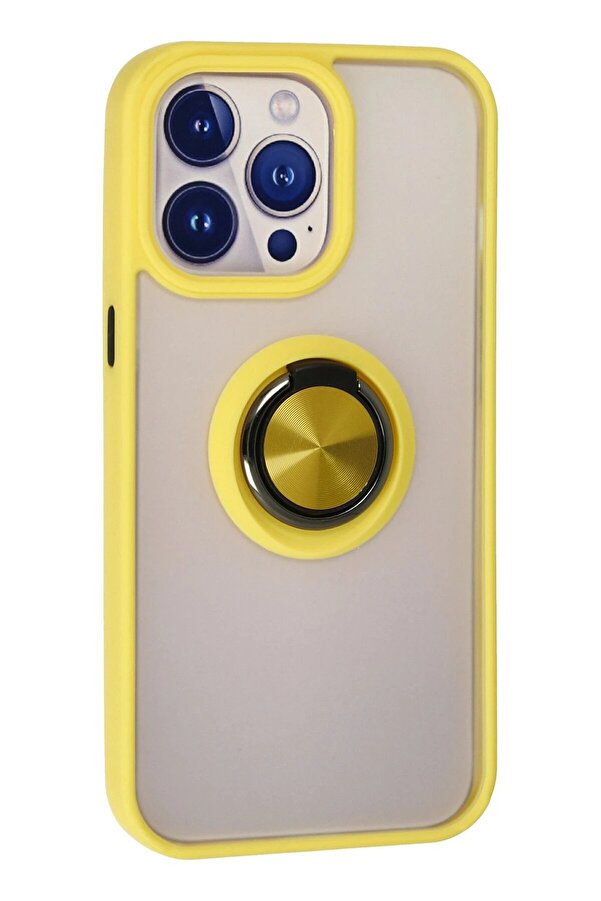 İphone 13 Pro Max Kılıf Montreal Yüzüklü Si̇li̇kon Kapak - Sarı - Dropx5651-8799