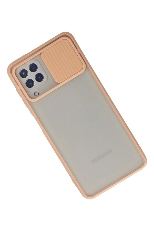 Samsung Galaxy A22 Kılıf Palm Buzlu Kamera Sürgülü Si̇li̇kon - Pembe - Dropx8510-8807
