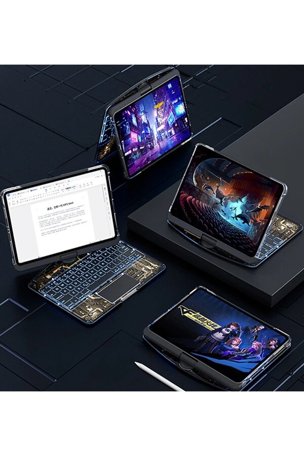 Jp12.9 İpad Pro 12.9 (2022) Kılıf Vales Dönen Ledli̇ Klavyeli̇ Tablet Kılıfı - Dropx4970-5033