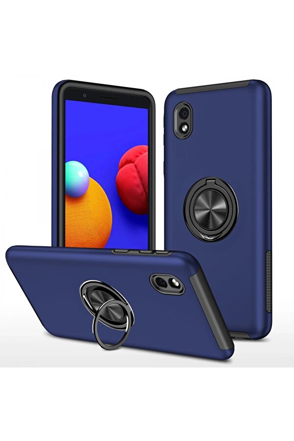 Samsung Galaxy A01 Core Kılıf Eli̇t Yüzüklü Kapak - Laci̇vert - Dropx1292-5419