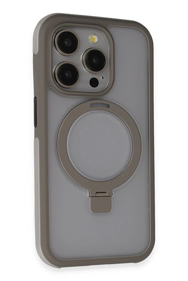İphone 15 Pro Zorda Ai̇rbag Magsafe Standlı Kapak - Ti̇tan Gri̇ - Dropx4146-1512