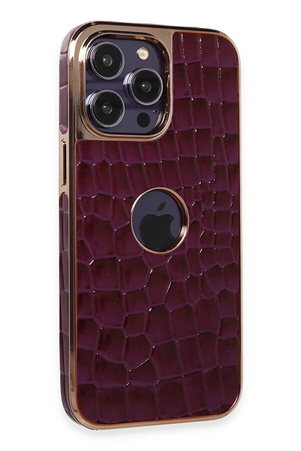 İphone 13 Pro Max Kılıf Snake Kapak - Deri̇n Mor - Dropx8072-7139