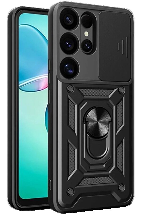 Samsung Galaxy S25 Ultra Kılıf Pars Lens Yüzüklü Si̇li̇kon - Si̇yah - Dropx4339-3943