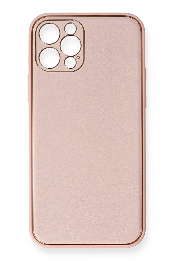 İphone 12 Pro Kılıf Coco Deri̇ Si̇li̇kon Kapak - Pembe - Dropx2632-9137