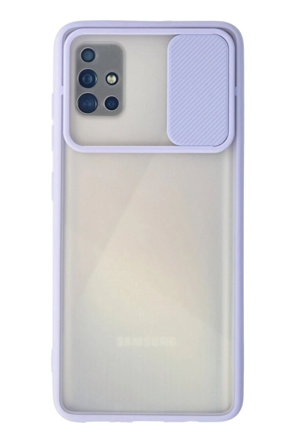 Samsung Galaxy A71 Kılıf Palm Buzlu Kamera Sürgülü Si̇li̇kon - Li̇la - Dropx9580-5140