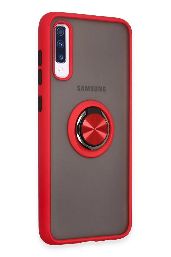 Samsung Galaxy A70 Kılıf Montreal Yüzüklü Si̇li̇kon Kapak - Kırmızı - Dropx7187-1042