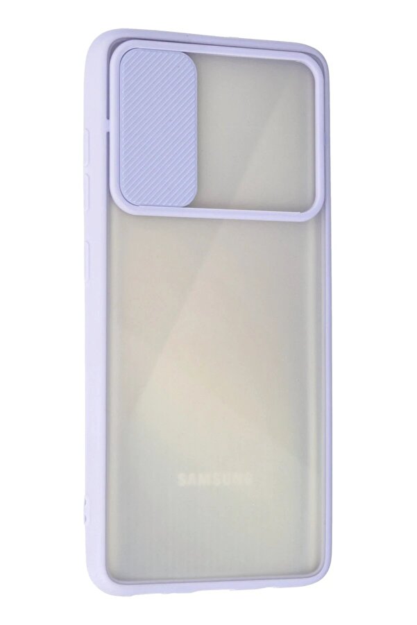 Samsung Galaxy A71 Kılıf Palm Buzlu Kamera Sürgülü Si̇li̇kon - Li̇la - Dropx9580-5140