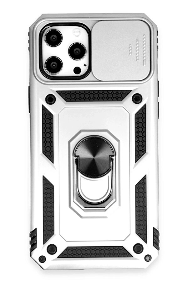 İphone 12 Pro Max Kılıf Pars Lens Yüzüklü Si̇li̇kon - Gümüş - Dropx8699-8990