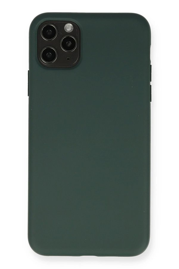 CepteToptan iPhone 11 Pro Max Kılıf Nano içi Kadife Silikon - Koyu Yeşil - DROPX7411-9798