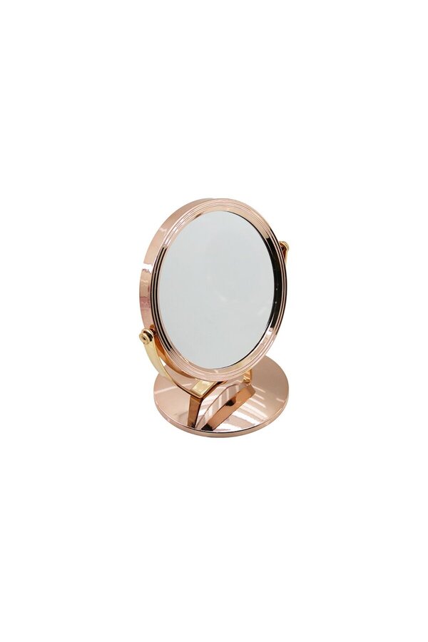 Go İthalat Yuvarlak 7 İnç= Çap17.5Cm Makyaj Aynası Çi̇ft Taraflı Bronz - Gümüş Pls.çerçeve