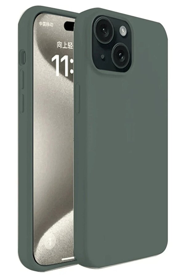 İphone 15 Plus Kılıf Fi̇rst Si̇li̇kon - Koyu Yeşi̇l - Dropx7983-5768