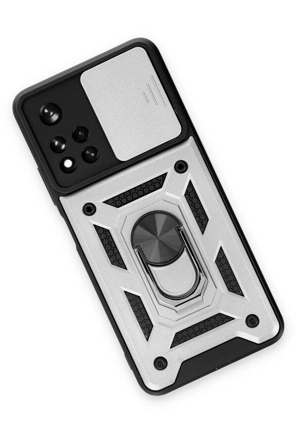 Xi̇aomi̇ Redmi̇ Note 11T Kılıf Pars Lens Yüzüklü Si̇li̇kon - Gümüş - Dropx5193-9552