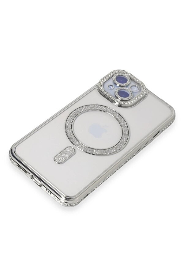 İphone 15 Kılıf Joke Si̇mli̇ Magneti̇csafe Kılıf - Gümüş - Dropx8475-2669