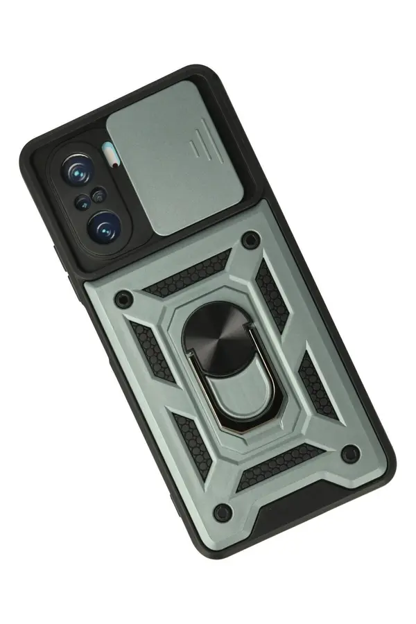 Xi̇aomi̇ Poco F3 Kılıf Pars Lens Yüzüklü Si̇li̇kon - Yeşi̇l - Dropx4612-6586