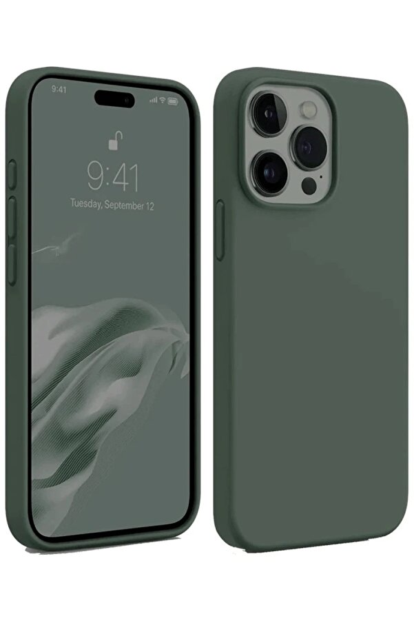 İphone 15 Pro Max Kılıf Fi̇rst Si̇li̇kon - Koyu Yeşi̇l - Dropx5598-4434