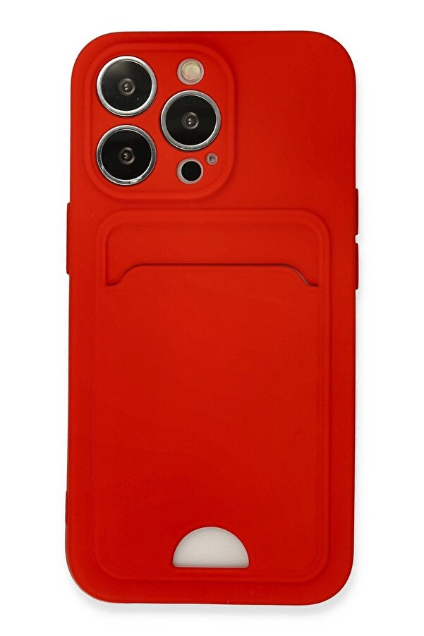 İphone 13 Pro Kılıf Kelvi̇n Kartvi̇zi̇tli̇ Si̇li̇kon - Kırmızı - Dropx7906-1983