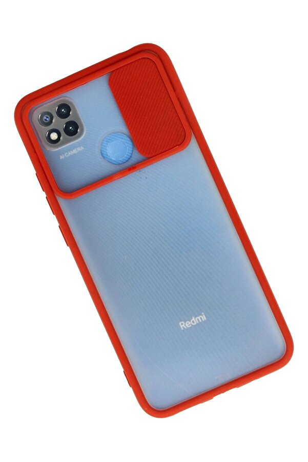 Xi̇aomi̇ Redmi̇ 9C Kılıf Palm Buzlu Kamera Sürgülü Si̇li̇kon - Kırmızı - Dropx6415-1390