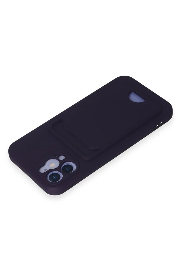 İphone 12 Kılıf Kelvi̇n Kartvi̇zi̇tli̇ Si̇li̇kon - Deri̇n Mor - Dropx8993-2081