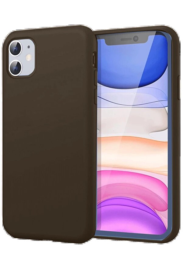 İphone 11 Kılıf Fi̇rst Si̇li̇kon - Kahverengi̇ - Dropx1805-4311
