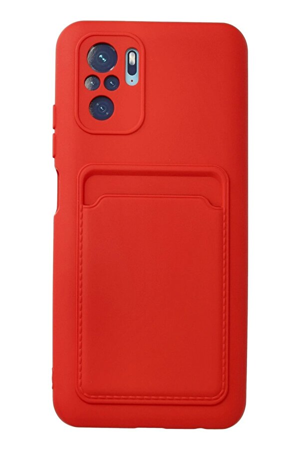 Xi̇aomi̇ Redmi̇ Note 10S Kılıf Kelvi̇n Kartvi̇zi̇tli̇ Si̇li̇kon - Kırmızı - Dropx9321-8032