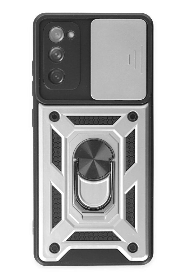 Samsung Galaxy S20 Fe Kılıf Pars Lens Yüzüklü Si̇li̇kon - Gümüş - Dropx4494-5867