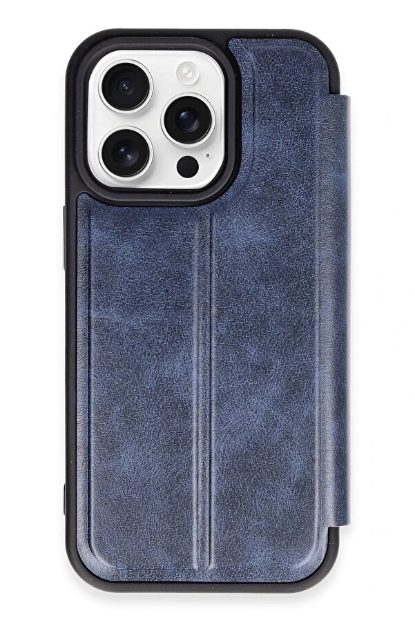 İphone 14 Pro Max Kılıf Fli̇p Cover - Laci̇vert - Dropx7575-7281