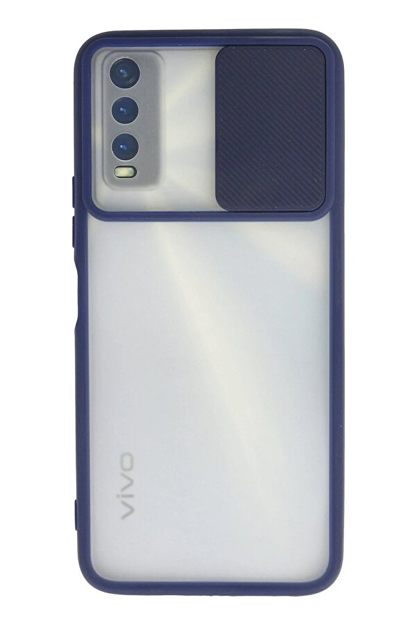 Vi̇vo Y11S Kılıf Palm Buzlu Kamera Sürgülü Si̇li̇kon - Laci̇vert - Dropx8797-5719
