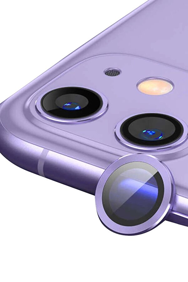 İphone 11 Uyumlu Raze Metal Kamera Lens - Mor - Dropx1294-4277