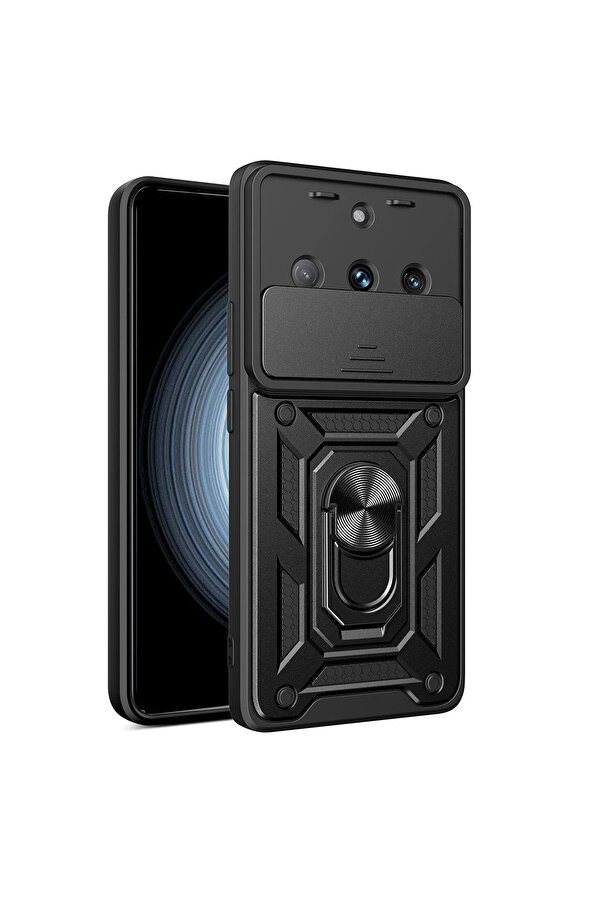 Realme 11 Pro Kılıf Pars Lens Yüzüklü Si̇li̇kon - Si̇yah - Dropx3075-3895
