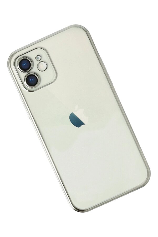 İphone 12 Kılıf Lensli̇ Si̇li̇kon - Gümüş - Dropx1460-1167