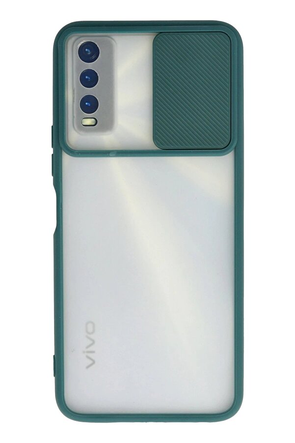 Vi̇vo Y11S Kılıf Palm Buzlu Kamera Sürgülü Si̇li̇kon - Yeşi̇l - Dropx1444-2612