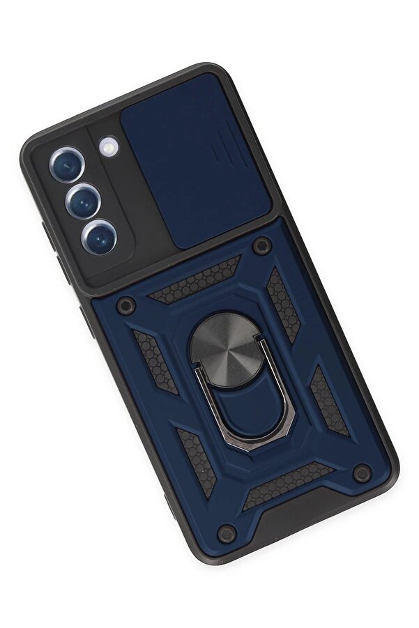 Samsung Galaxy S21 Fe Kılıf Pars Lens Yüzüklü Si̇li̇kon - Laci̇vert - Dropx1300-7197