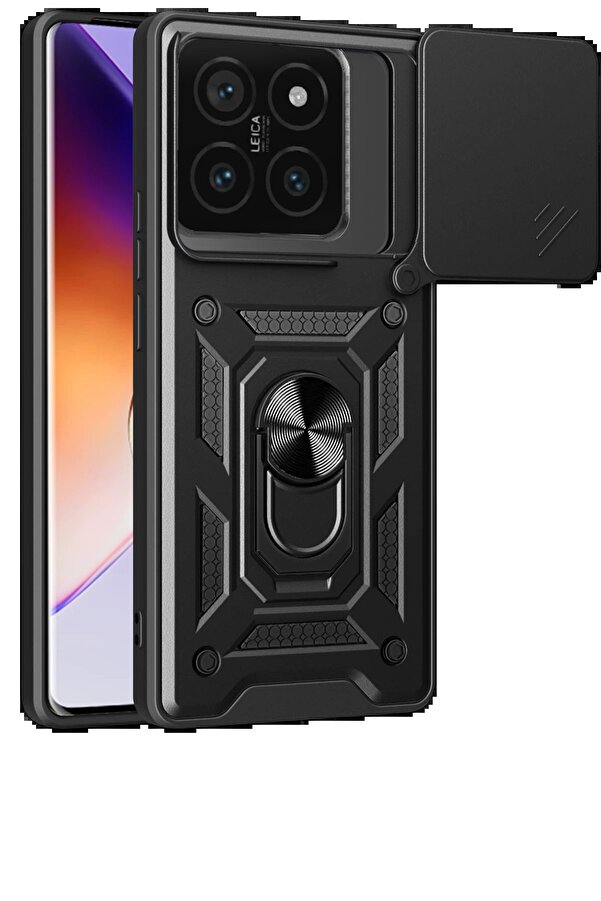 Xi̇aomi̇ Mi̇ 14T Pro Kılıf Pars Lens Yüzüklü Si̇li̇kon - Si̇yah - Dropx7461-8377