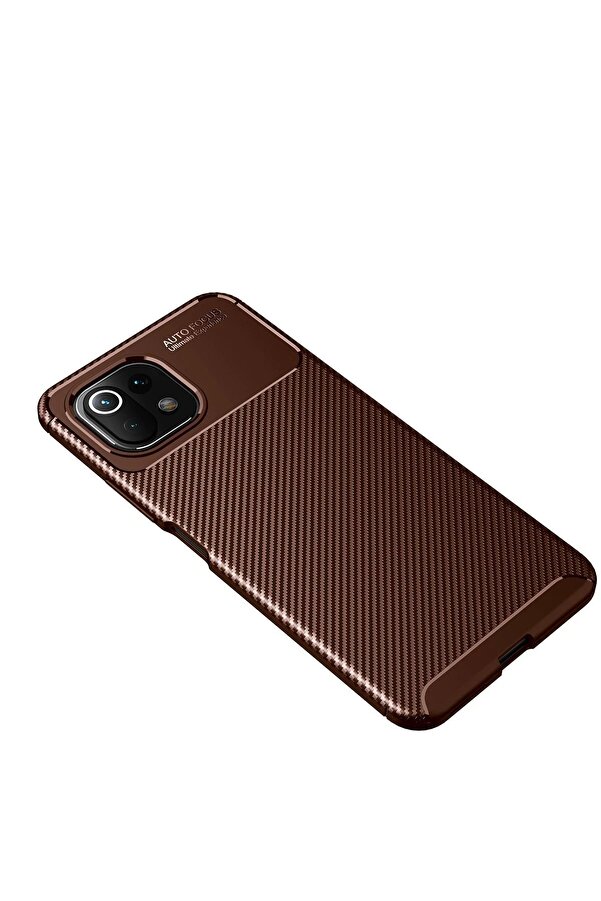 Xi̇aomi̇ Mi̇ 11 Li̇te Kılıf Auto Focus Karbon Kapak - Kahverengi̇ - Dropx5517-9102