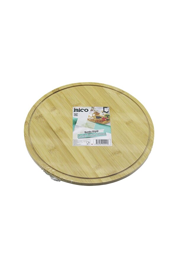 Go İthalat Yuvarlak Döner Tablalı Ahşap Bambu Sunum Tepsi̇si̇ Tahtası =29.7Cm - Mi̇ni̇ Sofra