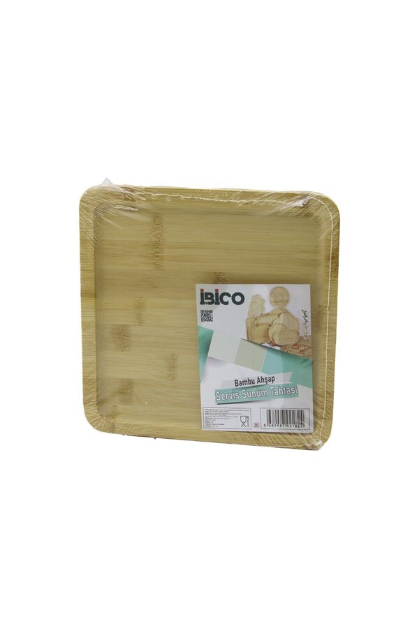 Go İthalat Kare Ahşap Bambu Servi̇s Sunum Tepsi̇ - Tahtası Mi̇ni̇ Tepsi̇ 20 X 20 X 1.4Cm (4457)