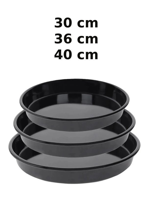 eklesepete 3 Adet 30-36-40 Cm Emaye Yuvarlak Fırın Tepsisi Seti