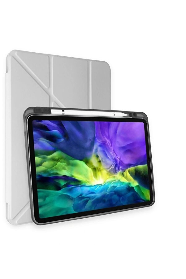 Ceptetoptan Samsung Galaxy Tab A9 Plus Kılıf Kalemli̇kli̇ Mars Tablet Kılıfı - Gri̇