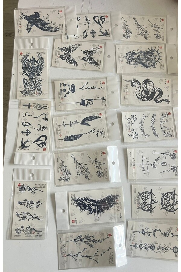 Ai̇rbrush Tattoo Toptan 50 Adet 1 Ay Kalıcı Geçi̇ci̇ Dövme Paketi̇ 11X8 Cm