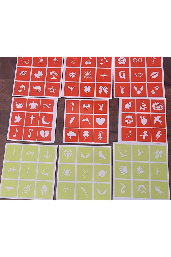 Ai̇rbrush Tattoo 3 Si̇yah 3 Kırmızı Kına 81 Model Kalıp Hedi̇yeli̇ Geçi̇ci̇ Dövme Kına Seti̇