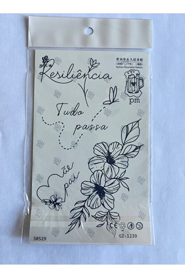 Ai̇rbrush Tattoo Kaplan Çi̇çek 4 Adet Bi̇rden 3 Hafta Kalıcı Geçi̇ci̇ Yapıştırma Dövme 18X11 Cm