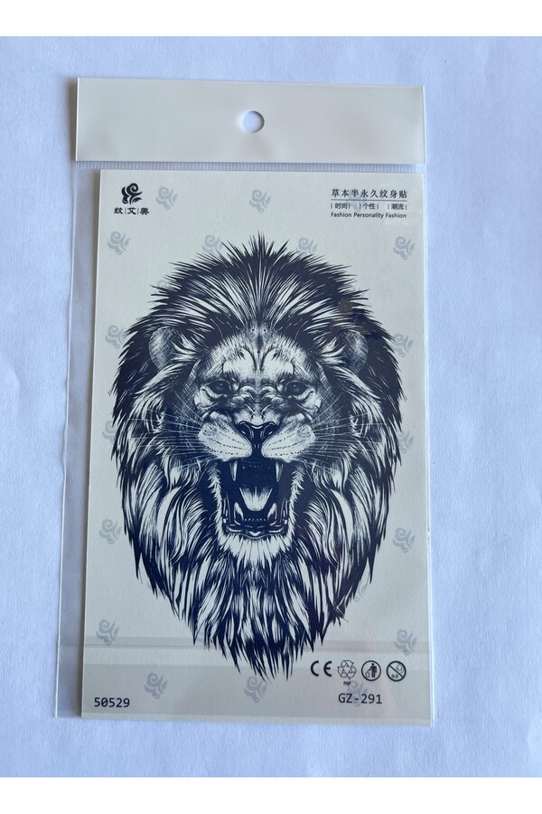 Ai̇rbrush Tattoo Aslan Karga 4 Adet Bi̇rden 3 Hafta Kalıcı Geçi̇ci̇ Yapıştırma Dövme 18X11 Cm