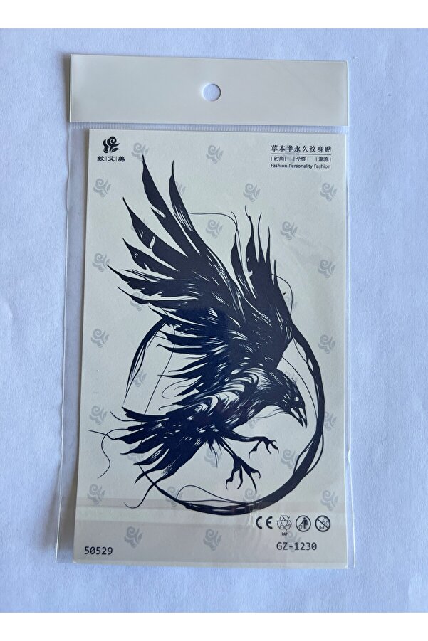 Ai̇rbrush Tattoo Aslan Karga 4 Adet Bi̇rden 3 Hafta Kalıcı Geçi̇ci̇ Yapıştırma Dövme 18X11 Cm