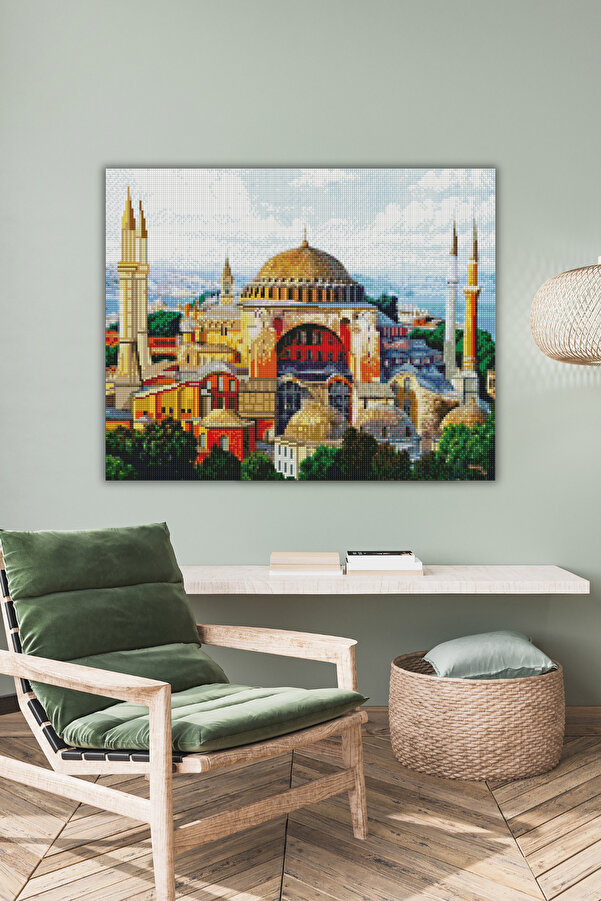 Hondep 5D Elmas Boyama Mozai̇k Tablo Tuvale Geri̇li̇ 40X50 Cm Ayasofya Puzzle Tuval Seti̇