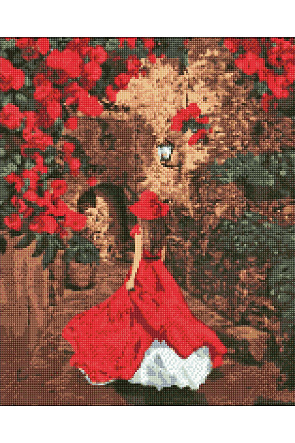 Hondep 5D Elmas Boyama – Kırmızı Elbi̇seli̇ Kadın | 40X50Cm - Tuvale Geri̇li̇ Di̇amond Pai̇nti̇ng Sayılarla Boyama