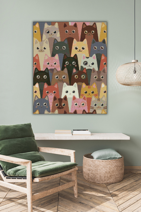 Hondep 5D Elmas Boyama – Sevi̇mli̇ Kedi̇ler | 40X50 Cm Tuvale Geri̇li̇ Premi̇um Dıy Hobi̇ Seti̇