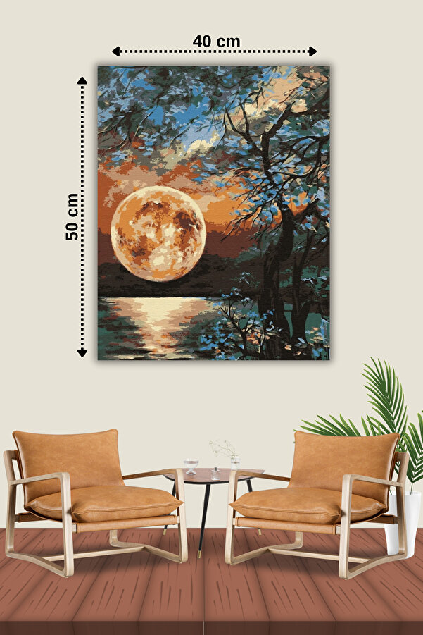 Hondep 5D Elmas Boyama Seti̇ – Dolunay Ve Yakamoz | 40X50Cm- Tuvale Geri̇li̇ Di̇amond Pai̇nti̇ng Sayılarla Boyama