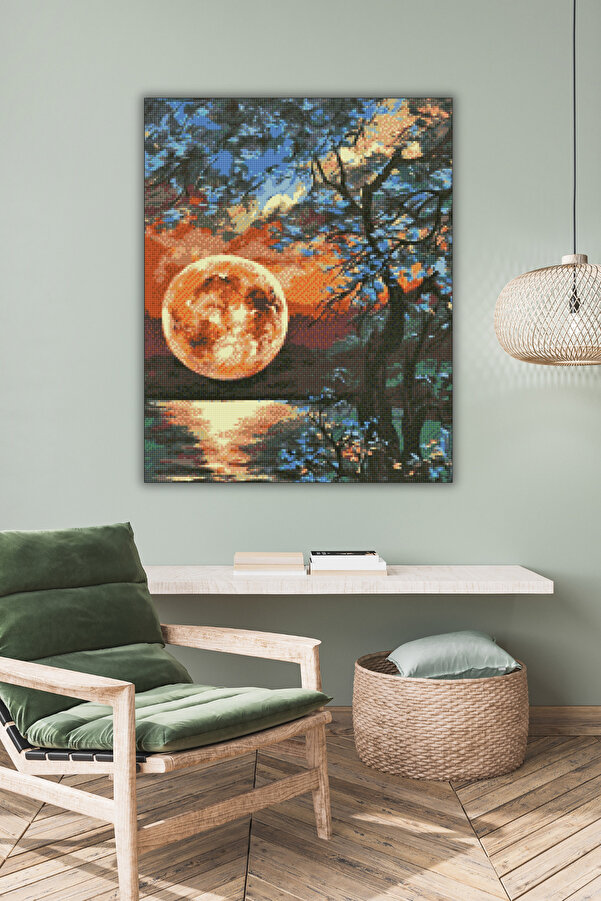 Hondep 5D Elmas Boyama Seti̇ – Dolunay Ve Yakamoz | 40X50Cm- Tuvale Geri̇li̇ Di̇amond Pai̇nti̇ng Sayılarla Boyama