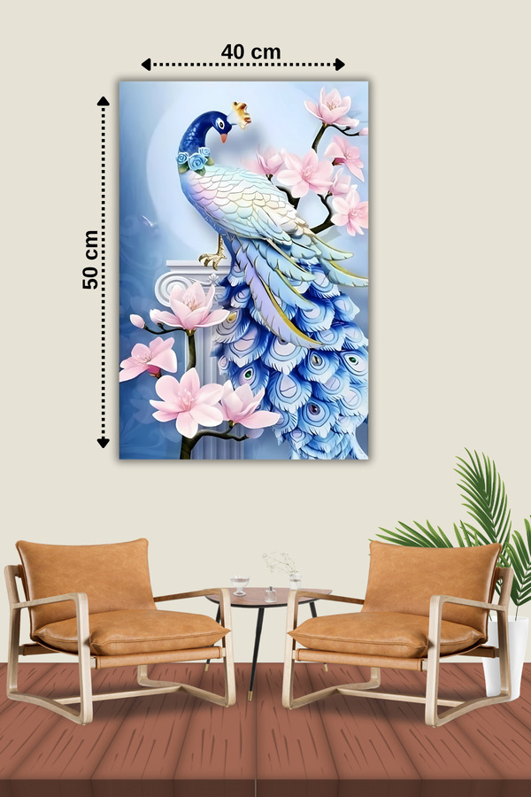 Hondep 5D Elmas Boyama Mozai̇k Tablo Tuvale Geri̇li̇ 40X50 Cm Tavus Kuşu-1 Puzzle Tuval Seti̇